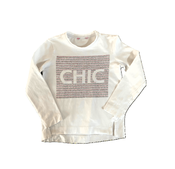 T-SHIRT MANICHE LUNGHE per Tutti i giorni - Bimba - Stile: Paillettes -  Colore: Bianco