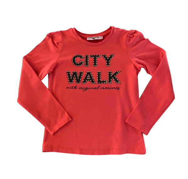 T-SHIRT MANICHE LUNGHE per Tutti i giorni - Bimba - Stile: Paillettes/strass -  Colore: Rosso